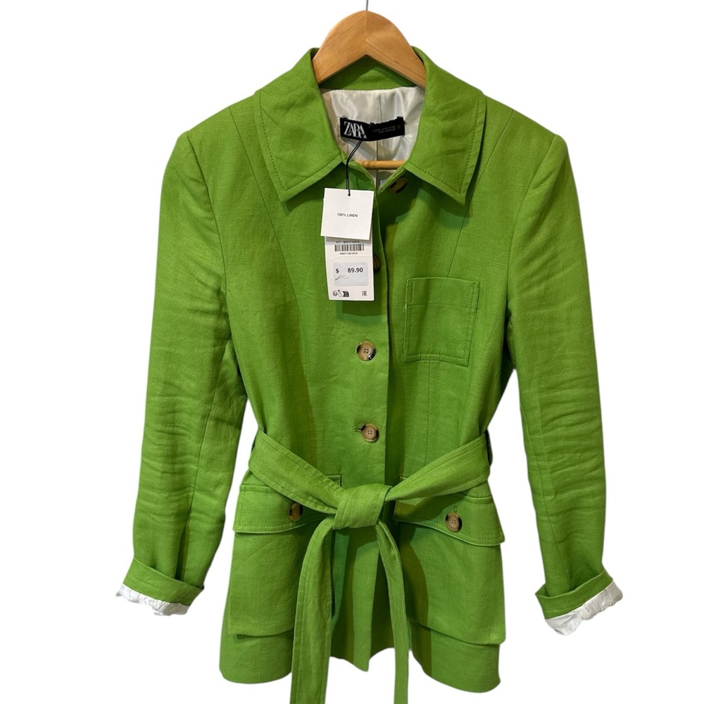 Zara Vibrant Green Button-Up Blazer